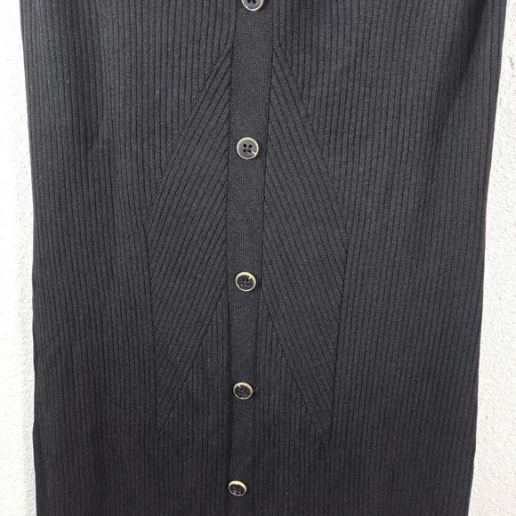 Future Collective Black Rib Knit Button Front Tank Dress Minimalist Neutral 1X - Picture 5 of 9